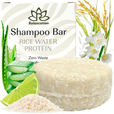 Shampoo Bar RICE WATER PROTEIN For Hair Growth   Rice Solid Shampoo for Weak or Damaged Hair   Hydrating, Nourishing, and Refreshing   Made in US   Paraben and Sulfate-Free