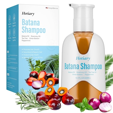 Raw Batana Oil Shampoo for Hair Growth Dr. Sebi, Organic Batana Oil Hair Loss Shampoo with Rosemary Oil, Onion, Biotin, Caffeine, Tea Tree Oil, Nourishing Repair Damage Hair for Men &amp; Women