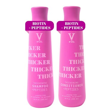 V&amp;Co. Beauty Thickening Hair Shampoo &amp; Conditioner Set (12 Oz. Each) with Peptide Technology, Biotin and Coconut Oil, Sulfate Free Shampoo &amp; All Natural Conditioner for Thickening Hair, Builds Density