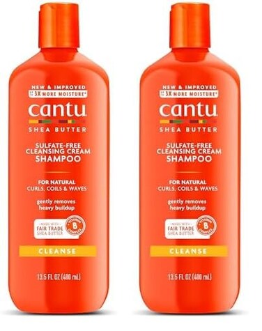 Cantu Sulfate-Free Cleansing Cream Shampoo with Shea Butter for Natural Hair, 13.5 oz (Pack of 2)