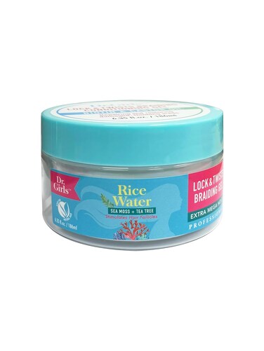 R&amp;B Collection Dr. Girls Rice Water Lock&amp;Twists Braiding Conditioning Gel Biotin &amp; Castor Oil Extra Mega Hold (6.35 oz) - Sea Moss + Tea Tree