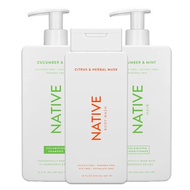 Native Citrus &amp; Herbal Musk Body Wash 18 oz 2 Pk Cucumber &amp; Mint Shampoo &amp; Conditioner 18 oz - 2 Pk