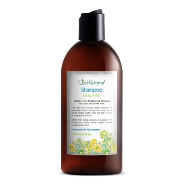Just Nutritive Men's Gray Hair Shampoo   Remove Yellowing or Brassy Tones with No Sulfates   Natural Ingredients   Gray Hair Treatment   8 oz.