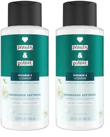 Love Beauty and Planet Conditioner with Vitamin E Coconut Milk &amp; White Jasmine for Curly Hair &amp; Natural Definition, Sulfate, Silicone, &amp; Paraben Free. Cruelty-Free. 13.5 oz (Pack of 2)