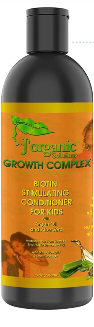 J'Organic Solutions Biotin Stimulating Hair Conditioner for Kids - Promotes Thicker, Fuller Hair, Nourishing and Growth Enhancing, Argan Oil Scent, 8 oz