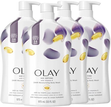 Olay Age Defying Body Wash with Vitamin E for Women, 33 fl oz (Pack of 4)