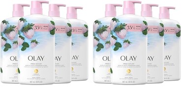 Olay Fresh Outlast Body Wash for Women, White Strawberry &amp; Mint, Vitamin B3 Complex, 30 fl oz (Pack of 8)