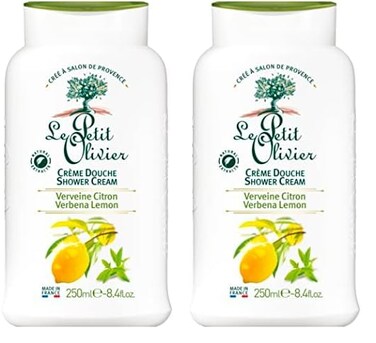 Le Petit Olivier Shower Cream - Verbena Lemon - Gently Cleanses Skin - Fresh and Moisturizing - pH Neutral - Dermatologically Tested - Free Of Soap and Dyes - 8.4 Oz (Pack of 2)