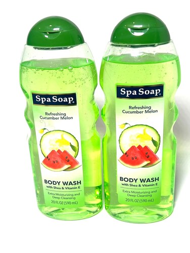 Body Wash, With Soft Refreshing Scent Extra Moisturizing and Deep Cleansing with shea &amp; Vitamin E (2 count) 20FL oz each; Body soap smooth feeling (Cucumber Melon)
