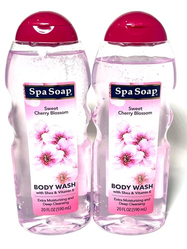 Body Wash, With Soft Refreshing Scent Extra Moisturizing and Deep Cleansing with shea &amp; Vitamin E (2 count) 20FL oz each; Body soap smooth feeling (Cherry Blossom)