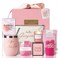 Homemory Gifts for Women, Birthday Bath Set Gift Basket Body Self Care, Spa Valentine's Day Ideas Mom Friend Sister Bestie Her Wife Female Coworkers Daughter 30th 50th 60th with Greeting Card (Pink)