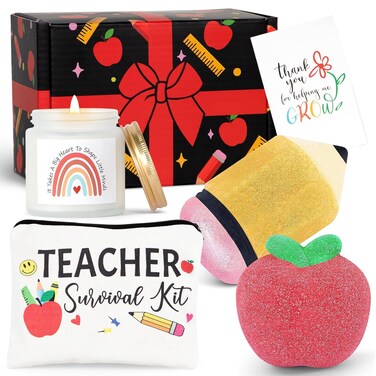 Teacher Appreciation Gifts, Christmas Gifts for Teachers, Teacher Spa Bath Bombs Gifts for Women, Best Teacher Gifts, Personalized Unique Teacher Spa Gift Baskets Box, Teacher Christmas Gifts