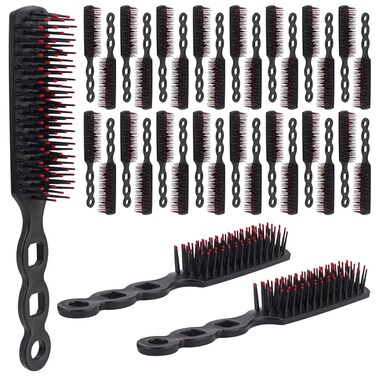 Framendino, 100 Pack Black Disposable Hair Brushes Bulk Massage Comb Individually Wrapped Plastic Hairbrush