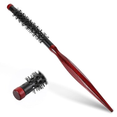 1 PCS Mini Quiff Roller Round Brush for Blow Drying Short Hair Small Portable Curly Teasing Combs Tiny Travel Bangs Brush Nylon Bristles Hairbrush for Women Men Fine Hair Styling Beard Lifting