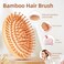 Bamboo Hair Brush, 2 Pack Bamboo Scalp Massager for Hair Growth, Wooden Scalp Brush for Women and Men, No Handle Design, Detangling All Hair Types
