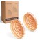 Bamboo Hair Brush, 2 Pack Bamboo Scalp Massager for Hair Growth, Wooden Scalp Brush for Women and Men, No Handle Design, Detangling All Hair Types