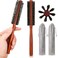 Patelai 2 Pcs Boar Bristle Round Brush Small Round Hair Brush Styling Roller Brush Anti Static Quiff Mini Comb with Wooden Handle for Blow Drying Straightening Curling Wet Thin or Short Hair