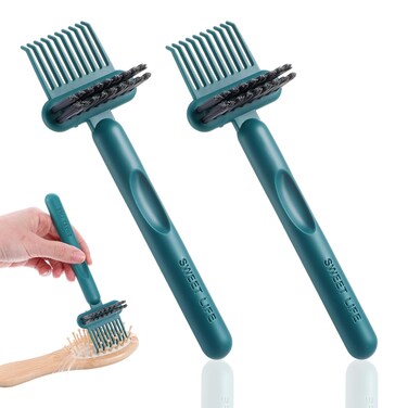 2Pcs 2-in-1 Hair Brush Cleaner &amp; Remover Tool Brush Cleaning Tool Comb Cleaner Effective Hairbrush Cleaner Hair Brush Remover Rake for Man Woman Home Travel Salon Removing Hair Dust