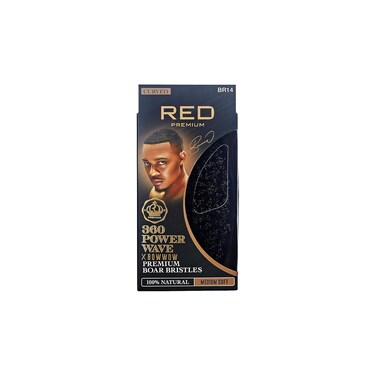 RED by KISS 360 Power Wave X Bow Wow Curved Palm Boar Brush 100% Natural Medium Soft Bristles