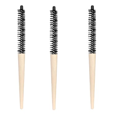 3pcs Small Round Hair Styling Brush,Hair Brush Mini Round Wood Brush,Roller Quiff Brush for Hair Styling,Nylon Bristles Hair Brushes for Blow Drying, Salon Hairdressing Brushes for Curly Hair Styling