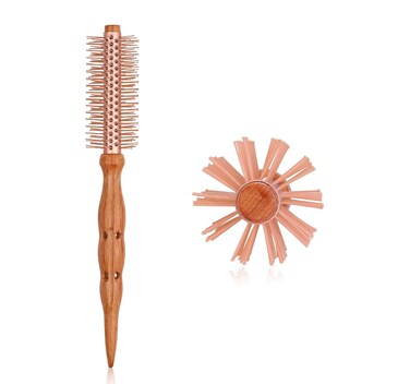 PERFEHAIR Aluminum Barrel Nylon Bristle Round Hairbrush - Perfect for Quick Styling &amp; Blow Drying Men &amp; Women's Short, Thin &amp; Fine Hair - 1.3 Inch