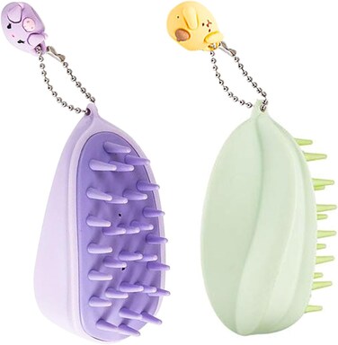 Scalp Exfoliator Brush for Dandruff Removal, Scalp Massager for Hair Growth, Wet Dry Hair Brush for Soft Silicone Scalp Care, Suitable for Men &amp; Women (2pcs Green+Purple)