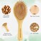 Bamboo Hair Brush Set, Eco-Friendly Anti-Static Detangling Hairbrush, Mini Travel &amp; Rat Tail Comb and Cleaning Tools for Women Men and Kids Thick/Thin/Curly/Dry Hair