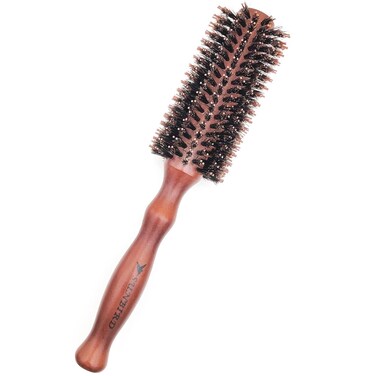 Round Hair Brush-2.2 Inch, Wooden Handle, Professional Styling Barrel Brush with Natural Bristles,Suitable For Drying Curly Hair, Straightening, And Shaping Hair Image