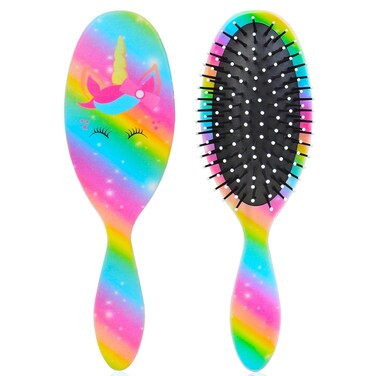 Girls Detangling Brush for Curly, Wet/Dry, Thick Hair - Pain-Free Brushing for Women (Rainbow Unicorn)