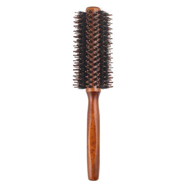 Boar Bristle Round Brush，Natural Bristle Hair Brush Wooden Handle Styling Brush Prevents Tangles and Anti-Static for Hair Blowing, Styling, Curling, Detangling and Straightening(size:22.3x4.7cm)