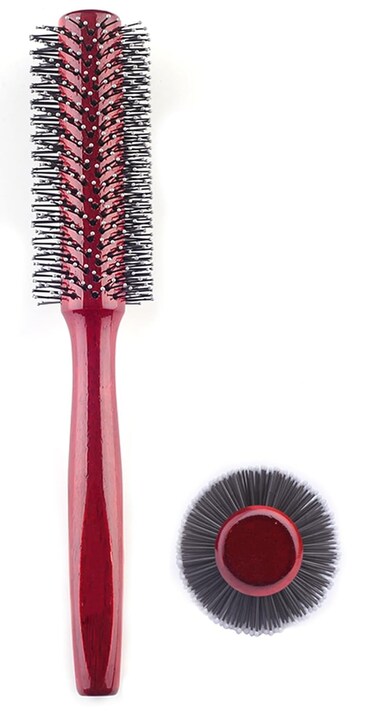 Small Round Hair Brush for Blow Drying With Soft Nylon Bristles, 1.6 Inch, for Short or Medium Curly Hair-Red