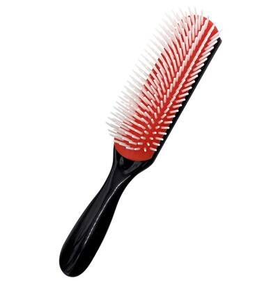 MDSTYLE Hair Brush for Curly, Thick, Wavy and Coily Hair - Curl Defining, Detangling, Styling, Blowdrying, Shaping - 9 Row Detangler Brush for Women and Men - Dry or Wet (Black Small 1pc)