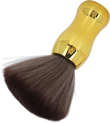 Hair Cut Neck Duster Barber Neck Hair Duster Brush, Barbershop Hair Sweeping Cleaning Brush for Face Neck, Soft Thick Nylon Hair Debris Dusting Brush Make up Brush with Gold Handle