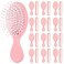 24 Pcs Mini Hair Brush Set 12 Travel Wet Dry Hair Combs Small Pocket Detangling 12 Plastic Combs for Spa Birthday Sleepover Bridal Shower Bachelorette Christmas Party Gift Box(Pink)