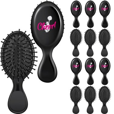 Cheerleading Hair Brush Set - 12 Pcs Mini Detangling Travel Brushes for All Hair Types, Extensions &amp; Wigs