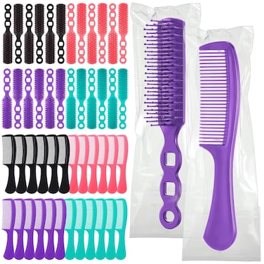 96 Pcs Bulk Hair Brush Combs for Homeless Individually Wrapped Hair Brush and Comb Set Detangling Hairbrush for Women Hotel Nursing Charity(Multicolor)