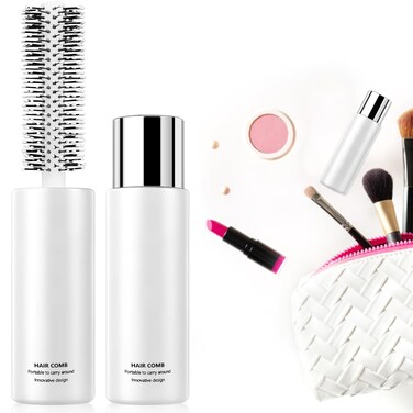 CANIPHA Round Brush for Blow Drying, Mini Hair Brush Curly Hair, Travel Size, White, Unisex