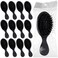 12 Pcs Mini Boar Bristle Hair Brush Bulk Small Boar Hair Brushes Pack Black Detangling Brushes Individually Wrapped Wet Hairbrush for Homeless Women Travel Hotel Charity