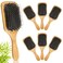 Tessco 6 Pcs Boar Bristle Hair Brush Bulk Wooden Paddle Hairbrush Detangler Brush for Women Men Thick Thin Long Short Styling Curly Wet Dry Hair Detangling Smoothing Massaging