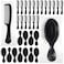 48 Pcs Mini Hair Brush and Combs Set Bulk for Homeless Individually Wrapped Curly Hair Thick Long Smoothing Hair Brush Detangling Brush for Women Men Kids Hotel Nursing Charity(Black)