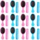 Nuogo 24 Pcs Mini Wet Hair Brush Combs Set Travel Detangling Soft Bristles Wet Dry Kids Hair Brush 12 Detangler Small Brushes 12 Plastic Combs for Baby(Pink, Blue)