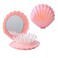 Mini Hair Brush Travel Hair Brush with Mirror Shell Shape, Folding Compact Hair Brush Mini Brush for Purse Cute Mini Hairbrush Foldable Pocket Hair Brush Massage Comb, Pink