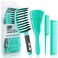 4pcs Curly Hair Brush Set for Adult &amp; Kids Wet or Dry, Detangling &amp; Wide Tooth Comb with Hair Detangler (4, Green)