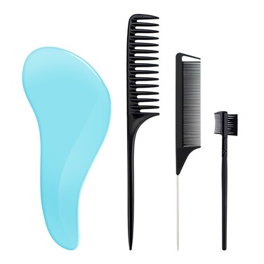 Hair Brush, 4pcs Hair Brushes for Women Men, Brush for Curly Hair Baby Mens Mini Toddler Hair Brush Blue