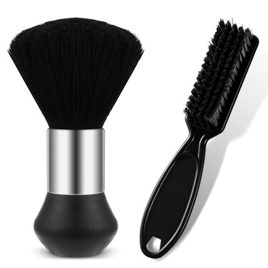 Barber Soft Neck Duster Brush Set - Professional Dusting Hairbrush for Brushing off Hair Around Neckline and Ears with Trimmer Cleaning Brush