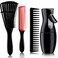 4pcs Curly Hair Brush Set for Adult &amp; Kids, Wet or Dry, Detangling with Spray Bottle, Wide Tooth Comb (3+1, Red)