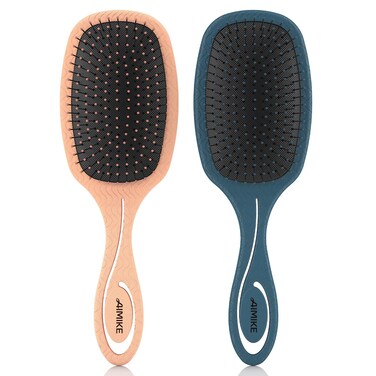 AIMIKE 2pcs Hair Brushes for Women, Pastel Peach Detangling Brush for Curly Straight Hair, Painless Hairbrush w/Flex Soft Bristles, Detangler Brush Easy Through Tangles, Wet &amp; Dry Paddle Brush