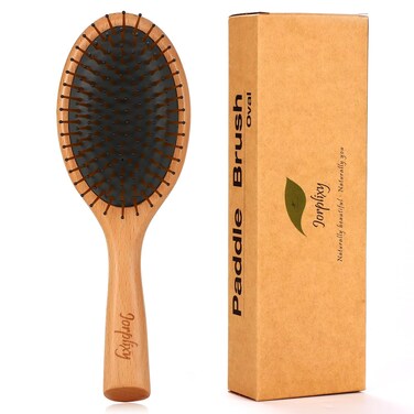 Paddle brush with air vent hole,Hair brush for Men and women,wet brush with wooden handle,curly hair brush,air cushion brush,wooden hair brush for Thick/thin/Fine Hair,oval medium hair brush