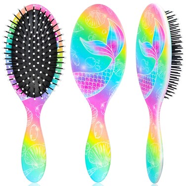 Kids Hair Brush Girls, Toddler Wet Dry Detangling Hair Brush for Curly Thick Hair Pain-Free Comb Girls Kids Women Unicorn Mermaid