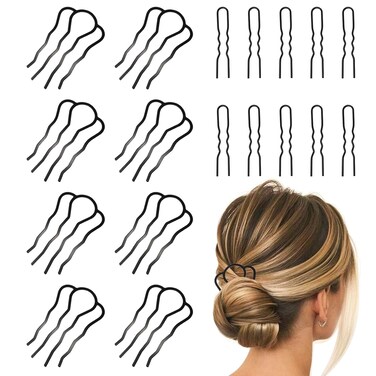 18 Pieces Hair Pins for Women, Metal Hair Side Combs, Hair Fork Clip - Black for Hair Styling Tool Accessories